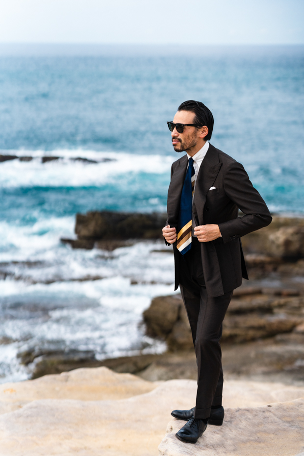 teal double breasted suit