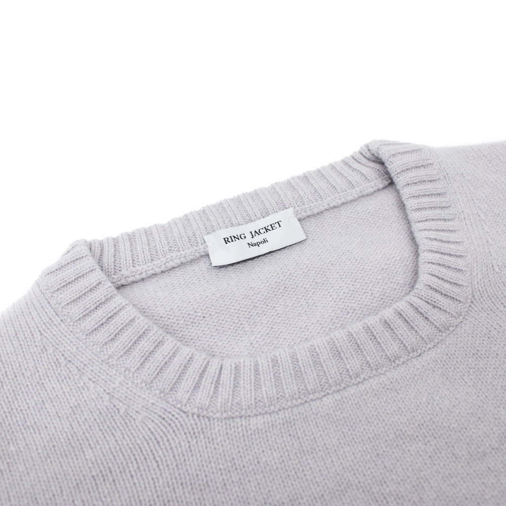 ミドルゲージ クルーネック ライトグレーセーター