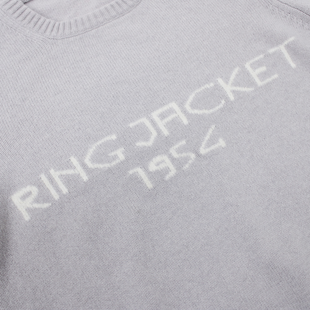 ミドルゲージ クルーネック ライトグレーセーター