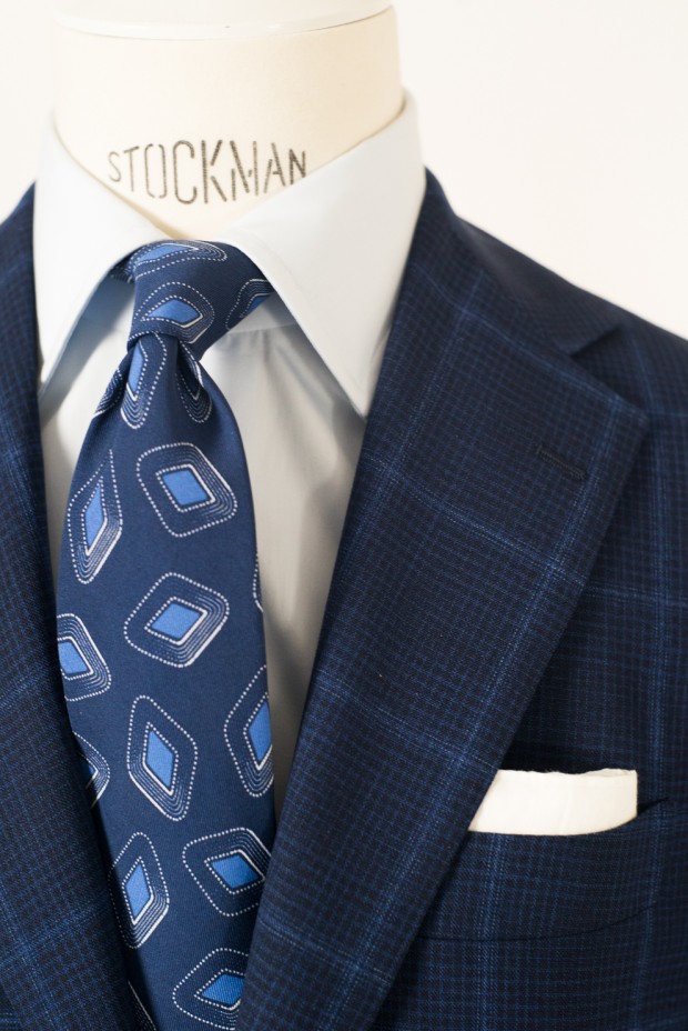 navy check suit / RT028S49X
